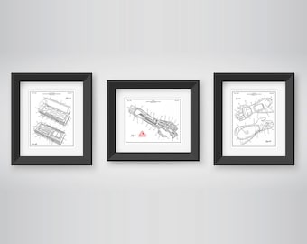 Arm-nold Schwarzenegger Letterpress Patent Illustrations, set of 3