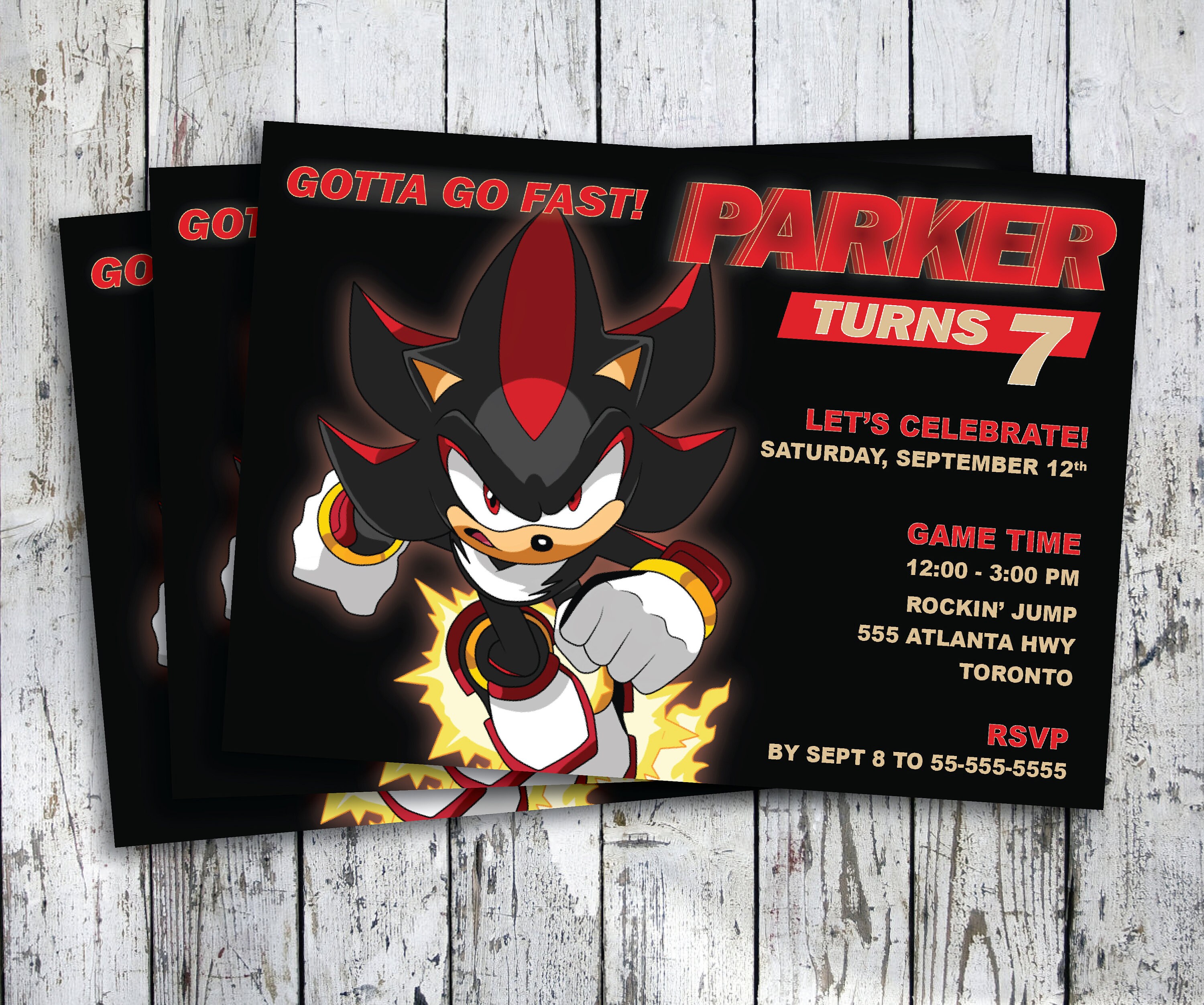 Custom Birthday Invitation Shadow Birthday Invitation Sonic Etsy