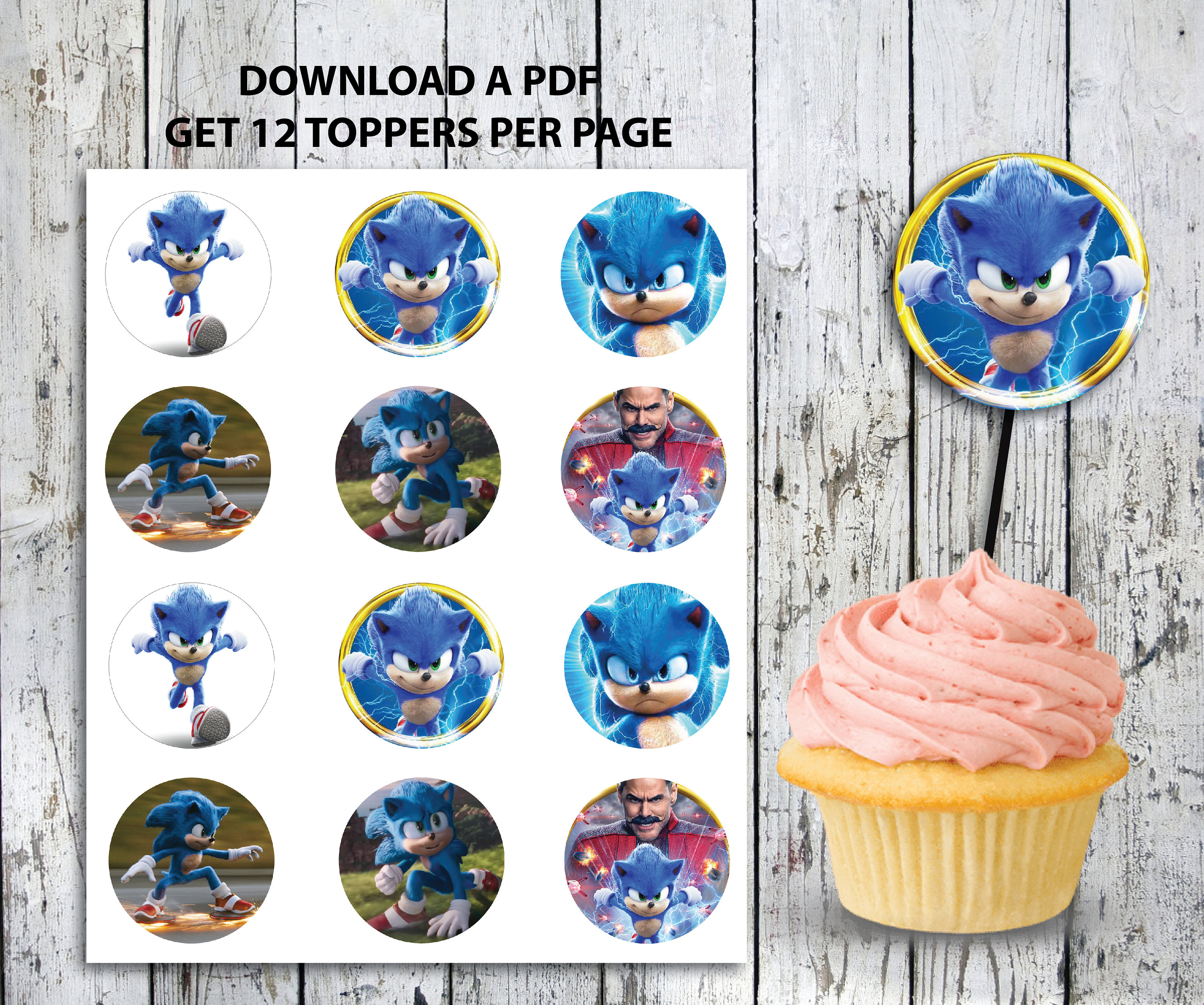 Sonic Movie Sonic Cupcake toppers Cupcake toppers Sonic Etsy