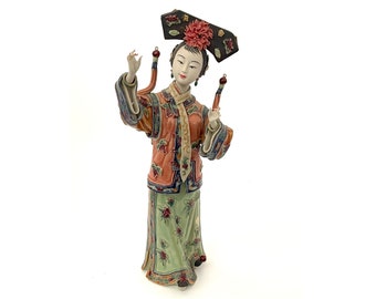 Oriental Figurine, ShiWan Art Figurine,  Chinese Porcelain Figurine, Lady Figurine, Chinese Collectible, Shiwan