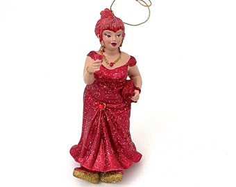 December Diamonds Christmas Ornament Figurine, Woman Christmas Tree Ornament, Boxed December Diamonds Ruby Lady, Christmas tree decor