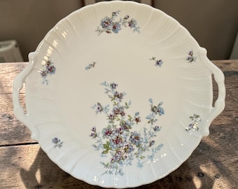Bandeja/plato redondo de 30 cm (12") de porcelana fina de Limoges, Francia, con diseño floral, porcelana decorativa, vajilla de alta calidad.