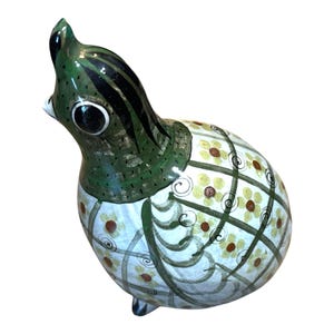 Ken Edwards Quail Bird Figurine, Mexican Folk Art Ceramics, Tonala Bird Decorative Figurine, Home Decor Ceramic Collectible, Decorative Bird