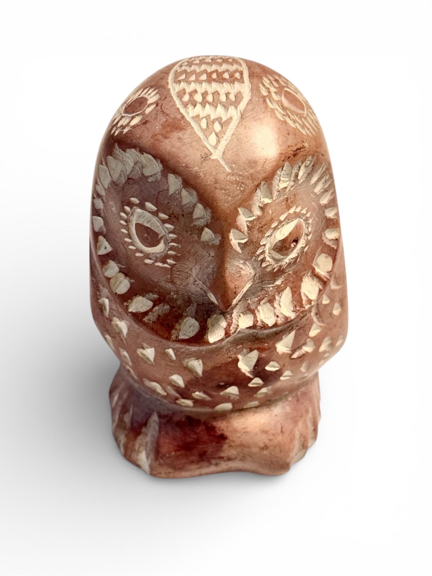 Vintage Owl Sculpture Hand Carved, Bird Figurine, Owl Decorative Figurine, Home Decor Collectible, D