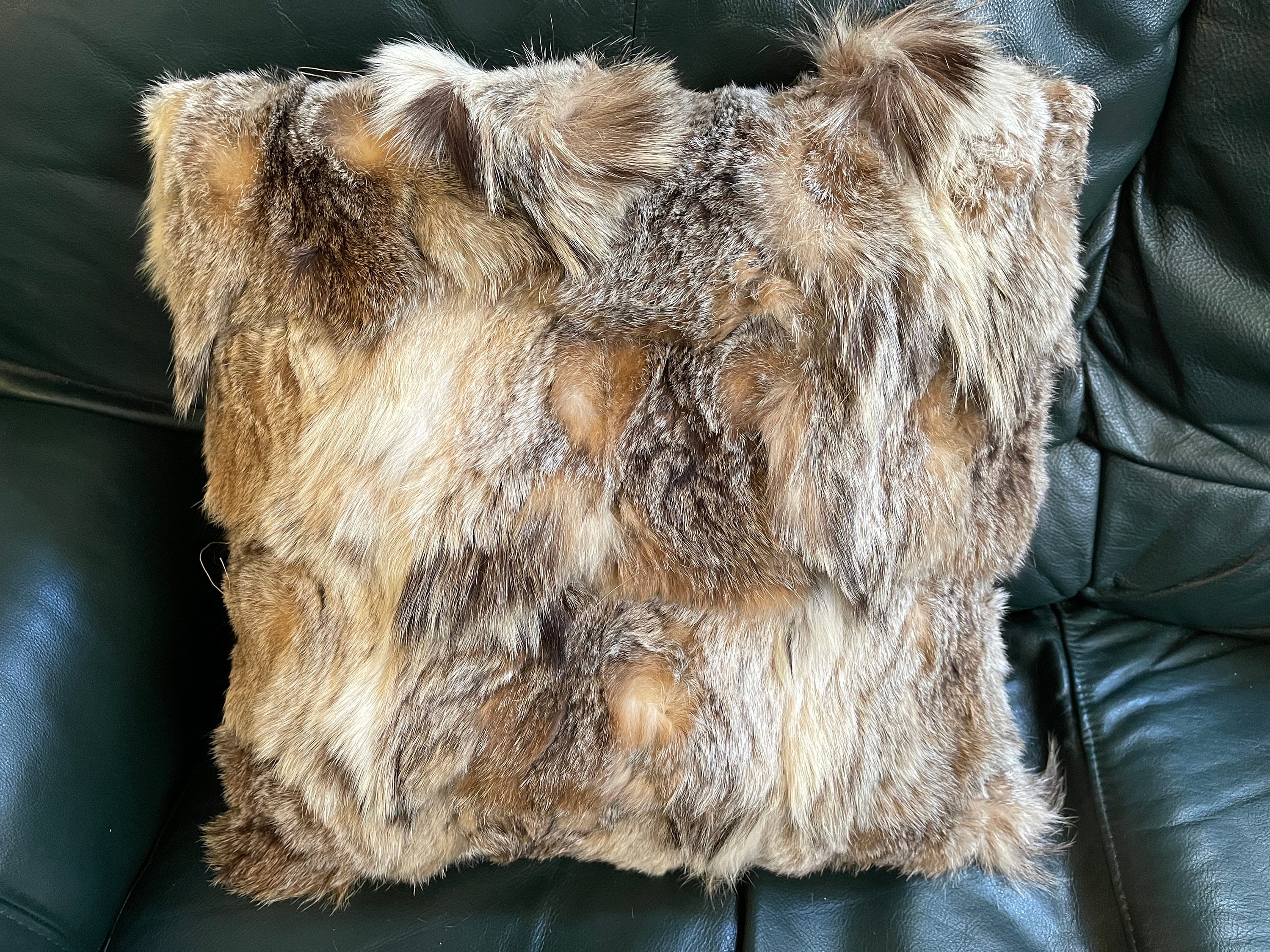 Rabbit Skin Small Lumbar Pillow - Black