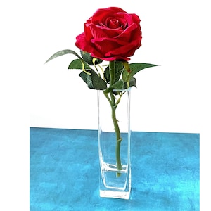 Faux Red Roses, Red Roses Flower Arrangement, RED Rose in Bud Vase