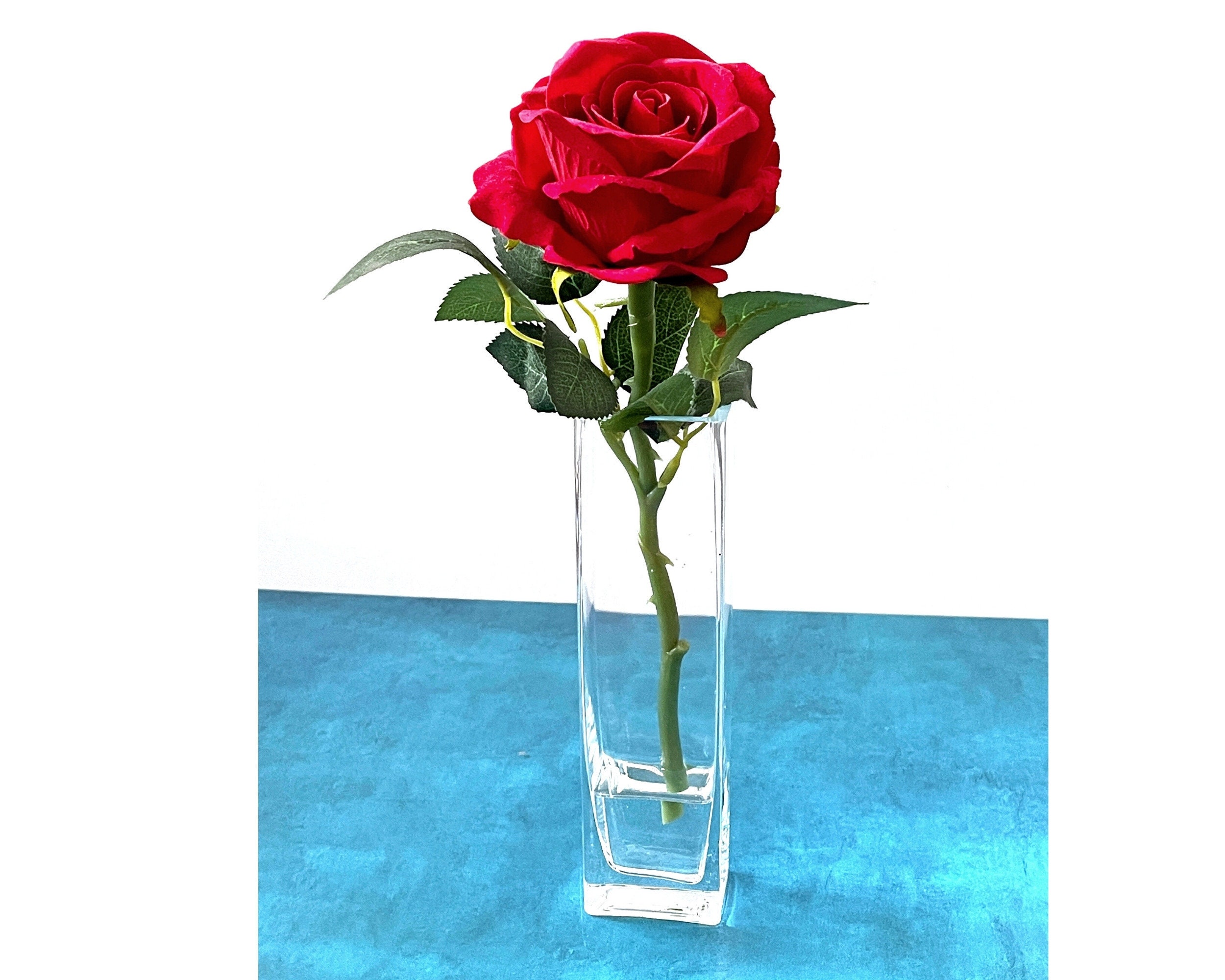 Faux Red Roses, Red Roses Flower Arrangement, RED Rose in Bud Vase - Etsy