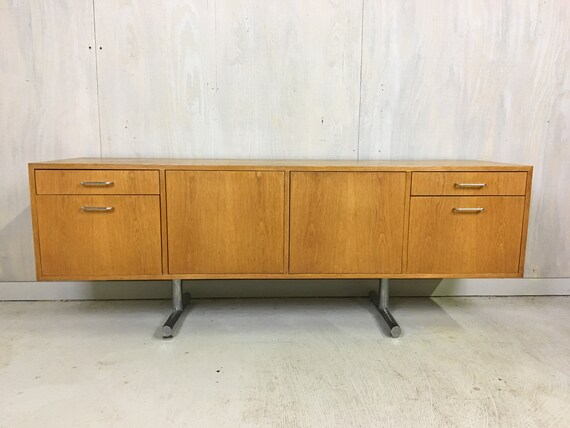 Hans Eichenberger Oak Credenza For Stendig With Chrome Base Etsy