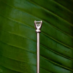 One Sterling Silver Hair Stick ~ 2 Carat Round CZ ~ AAAAA Quality ~ An elegant heirloom of simple classic design