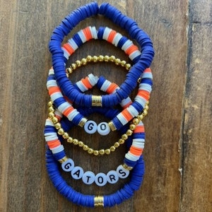 College Gameday Bracelet, Orange and Blue Heishi Bracelet, Stack Bracelet, Gifts for Her