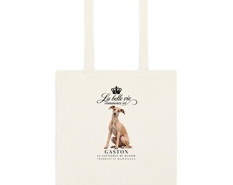 Fawn Whippet Gaston Natural Cotton color tote bag