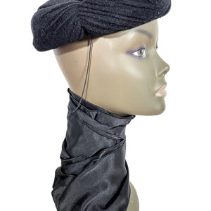 Vintage French Madeleine et Germaine Paris Black Felt Draped Cap Hat Theatre Prop 1940-50&#39;s / EVE