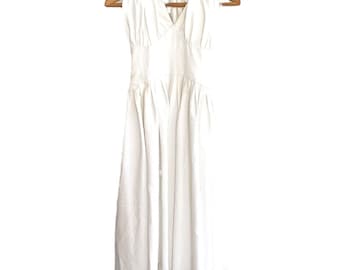 Vintage French White Backless Dress Some Like it Hot Theatre costume size S Display Prop France circa 1970’s / EVE