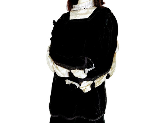 Antique French Theatre Medieval Black Costume Vel… - image 2
