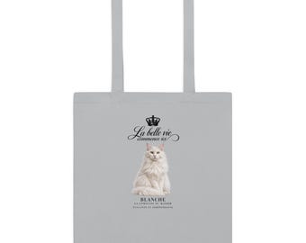 White Main Coon Blanche Grey Cotton color tote bag