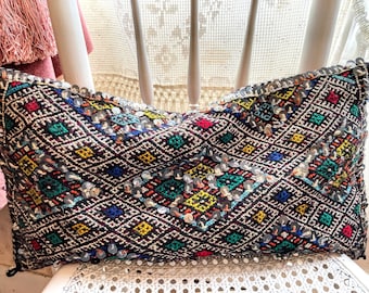 Vintage Bedouin Berber Moroccan Nomad Rectangular Pillow Pillows Bed Chair Sofa circa 1970-80's / EVE