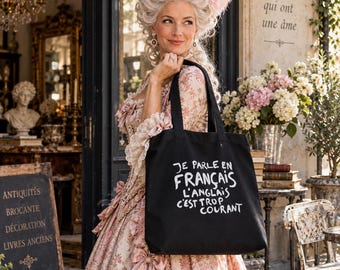 Je Parle en Francais Small Black Eco Tote Bag