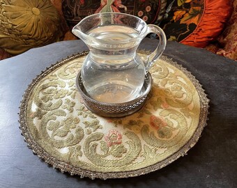 Vintage German Coaster Doilie Flower Decorated Ornate Table Dressing Viscose Tapestry Brocade Coasters Doilies c1970's / EVE