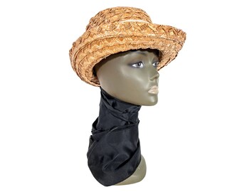 Vintage French Straw Hat With Ribbon Theatre Prop 1950-60's / EVE