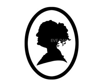Silhouette of a lady / framed digital black and white printout / Eve Damon