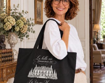 La Vie au Manoir Large organic black tote bag