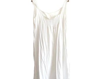 Vintage French Nightgown White Cotton C D Monogrammed size Medium handstitched circa 1960s / EVE