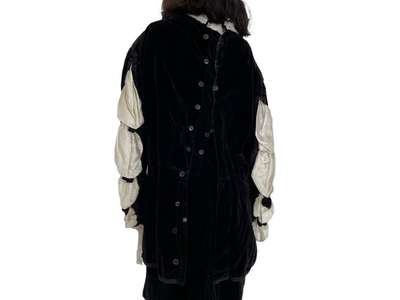 Antique French Theatre Medieval Black Costume Vel… - image 10