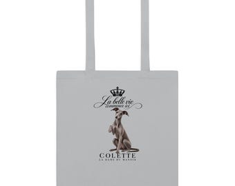 Grey Whippet Collette Grey cotton color tote bag