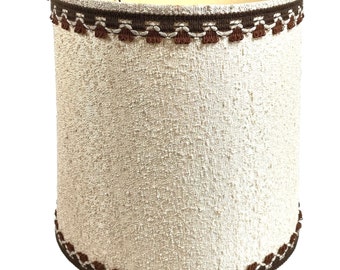 Vintage French Lampshade Beige Brown Fabric Covered Bedroom Lounge Boudoir Desk Lamp circa 1960-70's / EVE