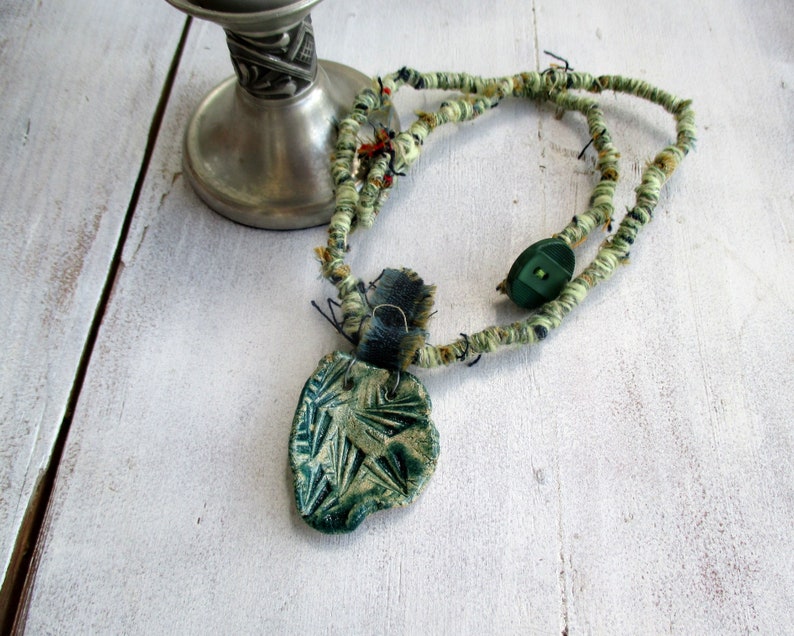 Fiber Wraps Necklace Necklace Cotton Yarn With Ceramic Etsy