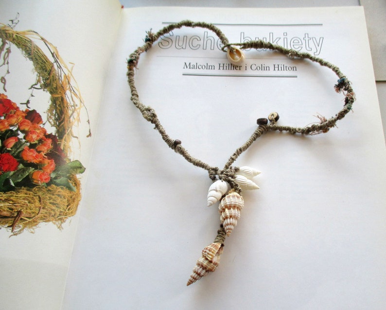 Wrapped Tribal Necklace Flax Twine and Shell Artisan Braided Etsy