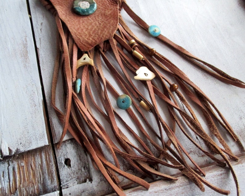 Leather Medicine Pouch Fringed Necklace Pouch Leather - Etsy