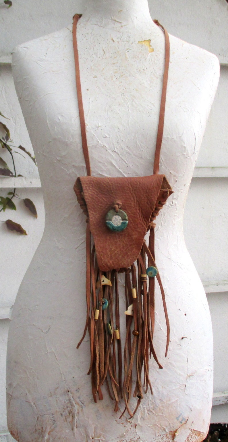 Leather Medicine Pouch Fringed Necklace Pouch Leather - Etsy