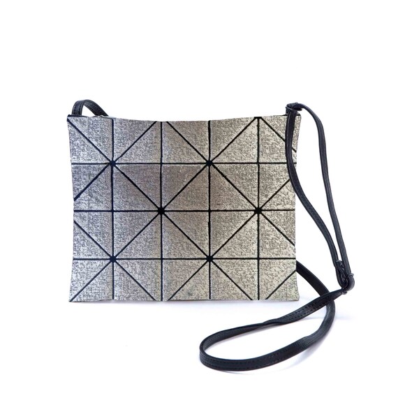 silver metallic crossbody bag