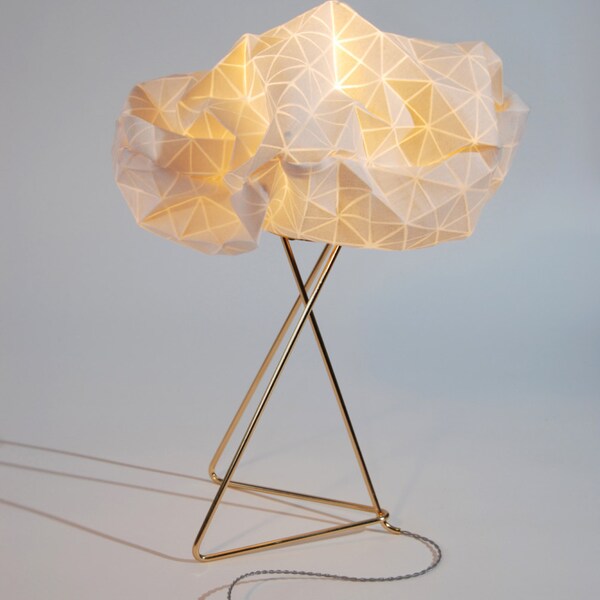 Origami-Tischleuchte, wei&szlig;e Schatten, Gold-Base, Textile Lampe, 32 X 25 X 45 cm, 12.5X9.8X17.7 cm, Home Dekor Zubeh&ouml;r,