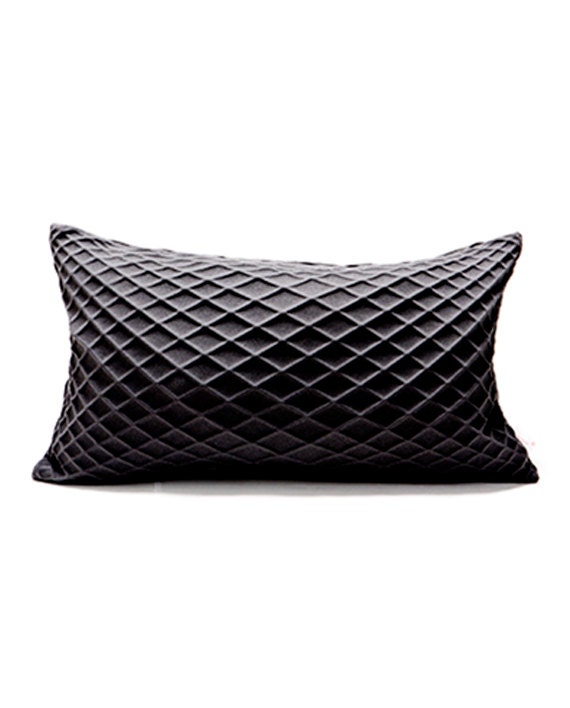 Housse d'oreiller Texturée Noire, 19.6x11.8 Pouce, Coussin Inspiré de Géométrie, Accessoire Moderne 