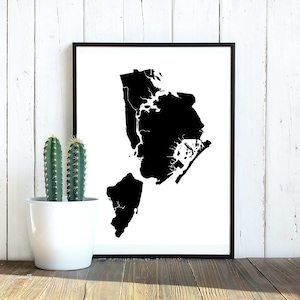 New York City Kaart Illustratie 5x7 in digitale download print