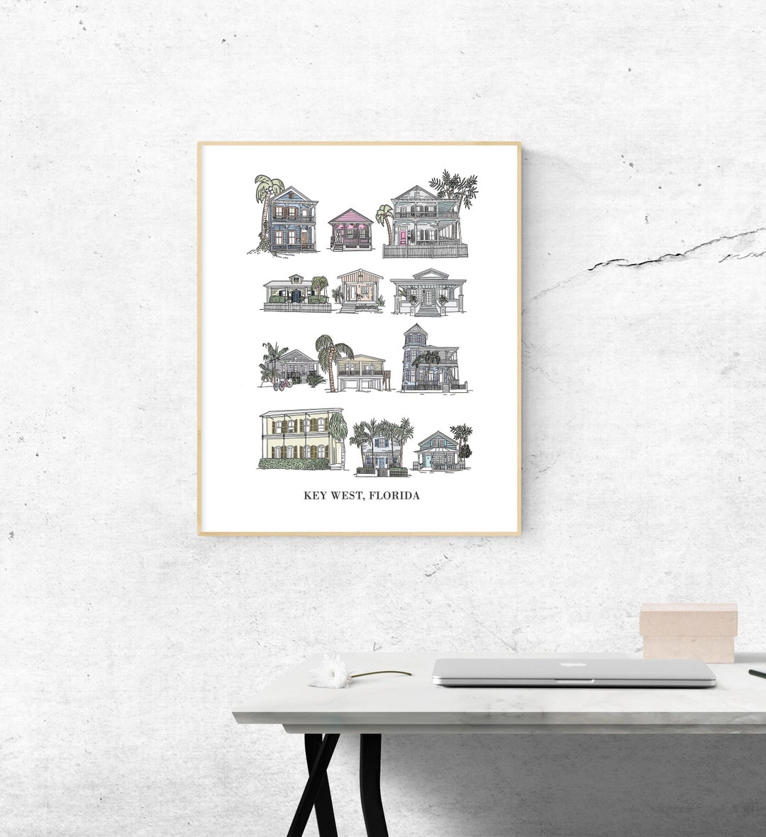 Key West Architecture Illustration 8x10 in Digital Download Print - Etsy
