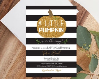 Gender Neutral Pumpkin Baby shower invitation, Pumpkin Invitations, fall baby shower _1262