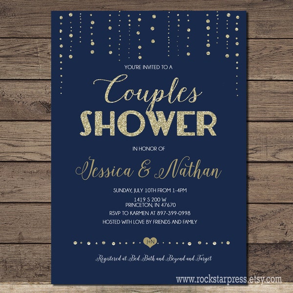 Navy Wedding Invitation Etsy