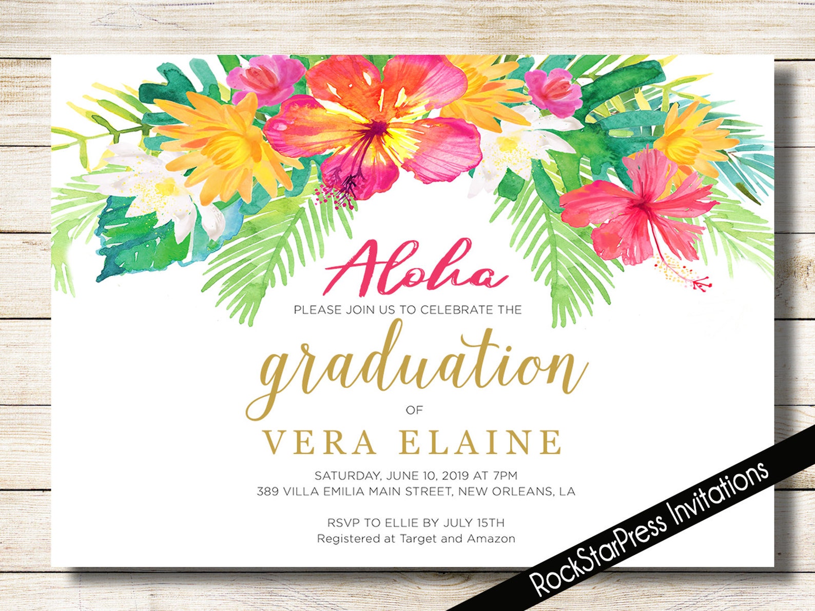 Graduation Luau Party Invitation Tropical Graduation Party  Etsy