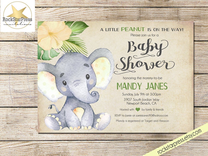Elephant Neutral Baby Shower Thank You Card Baby Shower Printable /_1302