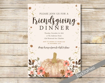 Friendsgiving Dinner Invitation Printable, Thanksgiving Invitation, Friendsgiving Invitation, DIGITAL _c001