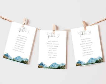 Mountain Seating Charts PRINTED, 5x7 seating chart, 4x6 seating chart, printed seating charts, wedding seating charts, printed _1391