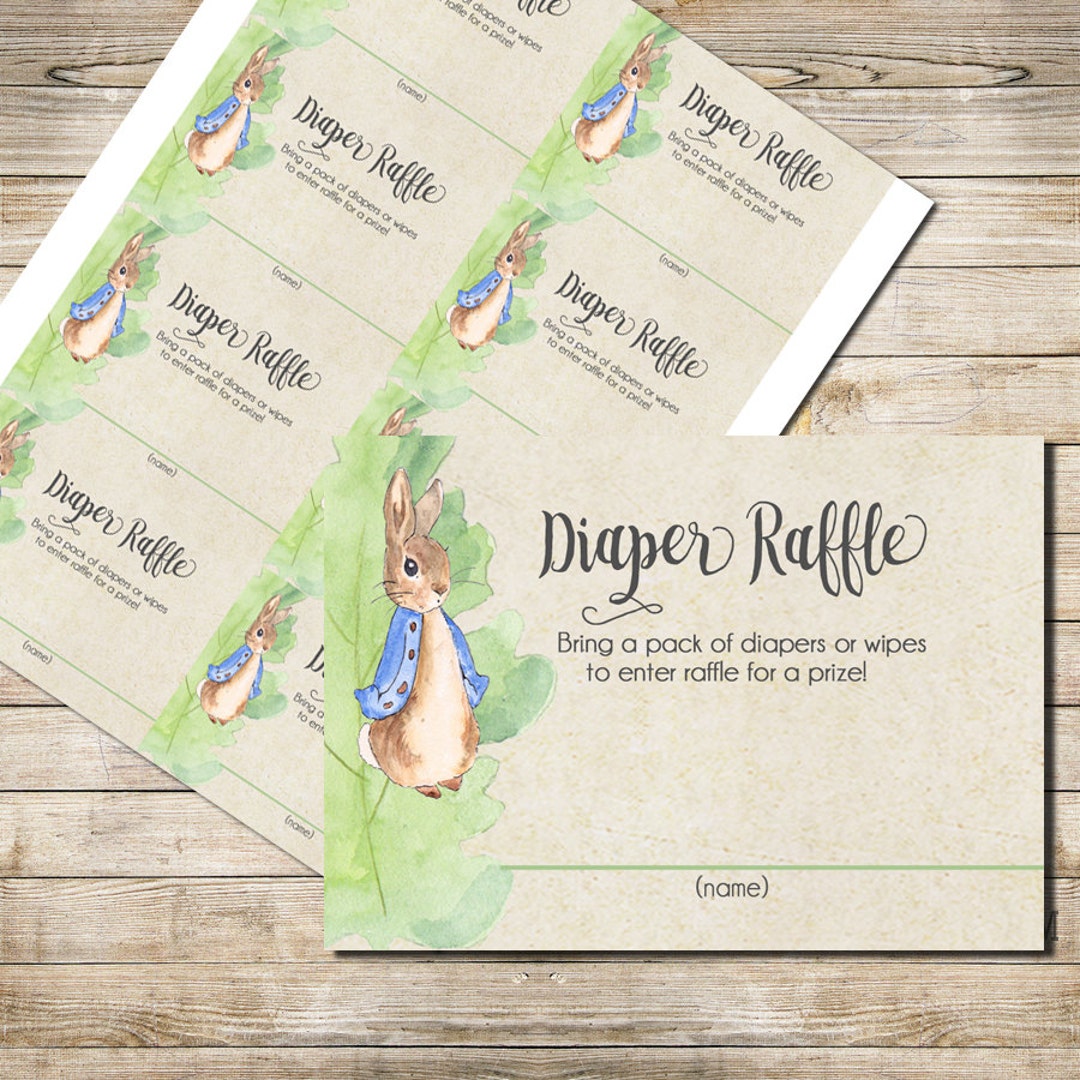Peter Rabbit Diaper Raffle Tickets, Digital File, IMMEDIATE DOWNLOAD ...