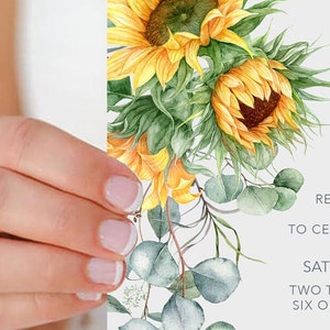 Sunflower Wedding Invitation Rustic Sunflower wedding invite suite, Watercolor _1367 image 2