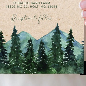 Mountain Wedding Invitation Rustic Wedding Forest Wedding Invitation Outdoor Wedding Watercolor Wedding _1388 画像 2