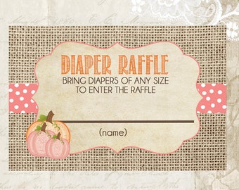 Pink Pumpkin Girl Luier loterijtickets, Instant DOWNLOAD _1004