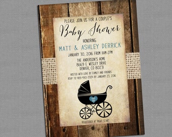 Rustic Baby Boy Shower Invitation, Rustic Boy Shower Invite, Digital File,  PRINTABLE _1222