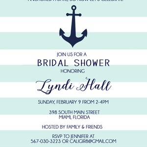 Nautical Anchor Bridal Shower with Navy Blue and Aqua Stripes Beach Style _1118 image 2